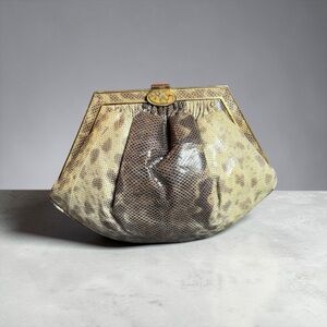 VINTAGE ARTBAG MADE IN ITALY PYTHON SNAKE SKIN LEATHER PURSE  LEOPARD SNAKESKIN